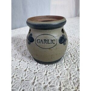 Rowe Pottery Salt Glaze Garlic Jar NO LID 1992 4”